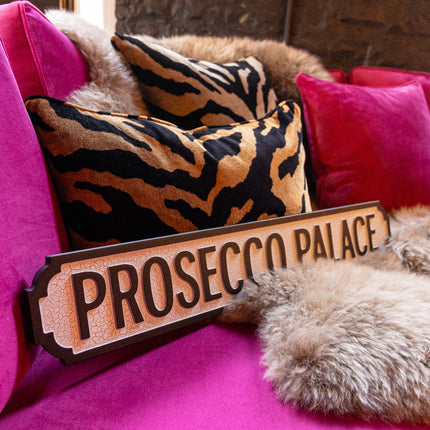 Antiqued Wooden Prosecco Palace Road Sign