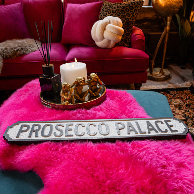 Antiqued Wooden Prosecco Palace Road Sign