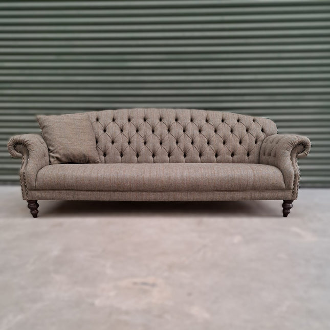 Arbroath Tetrad Grand 4 Seater Sofa in Loden Herringbone & Comanche Timber - Clearance