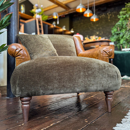 Armitage Armchair in Saddle Leather and Derwent Olive - Clearance