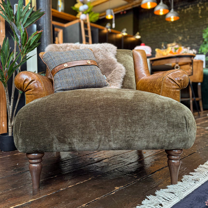 Armitage Armchair in Saddle Leather and Derwent Olive - Clearance