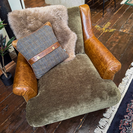 Armitage Armchair in Saddle Leather and Derwent Olive - Clearance