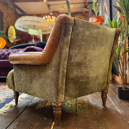 Armitage Armchair in Saddle Leather and Derwent Olive - Clearance