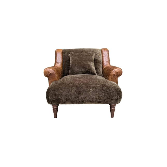 Armitage Armchair in Saddle Leather and Derwent Olive