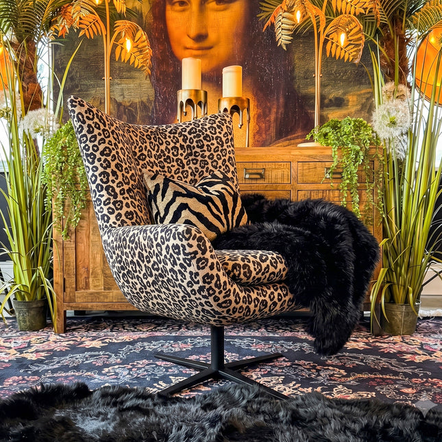 Austin Egg Chair in Leopard Cream Velvet