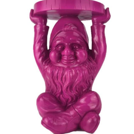 Electric Pink Gnome With A Trunk Slice Side