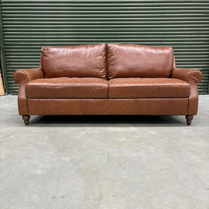 Benji 3.5 Seater Sofa in Brandy Leather - Ex Display