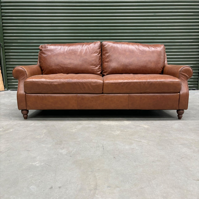 Benji 3.5 Seater Sofa in Brandy Leather - Ex Display