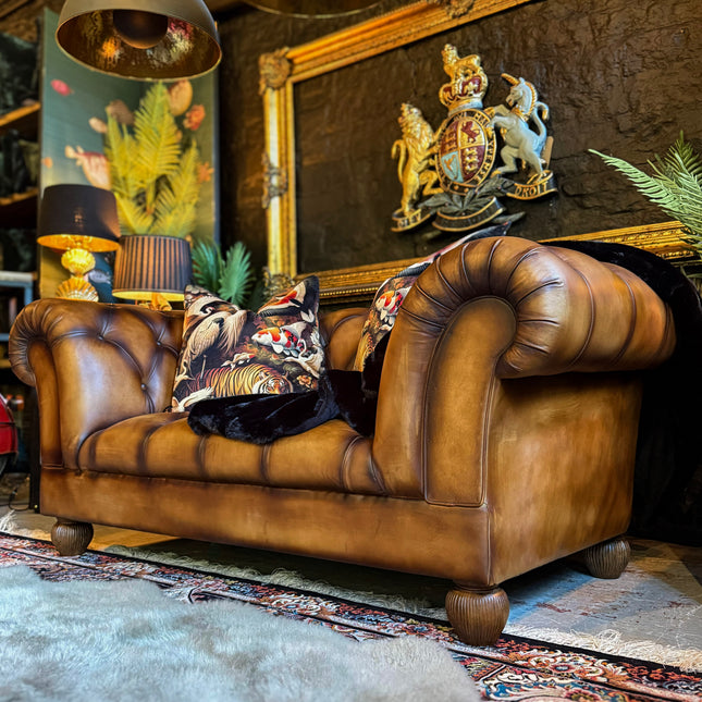 Balmoral 2 Seater Chesterfield in Hand Antiqued Buffalo Leather - Factory Seconds