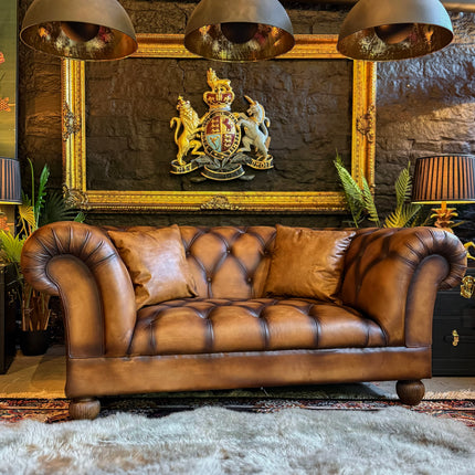 Balmoral 2 Seater Chesterfield in Hand Antiqued Buffalo Leather - Factory Seconds