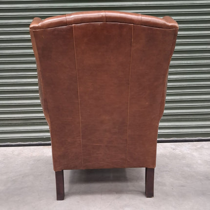 Banbury Chesterfield Wingback Armchair in Brown Leather - Ex Display