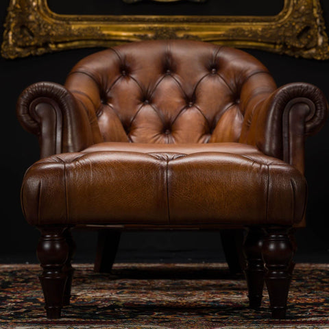 Beaton Tetrad Footstool in Hand Antiqued Buffalo Leather