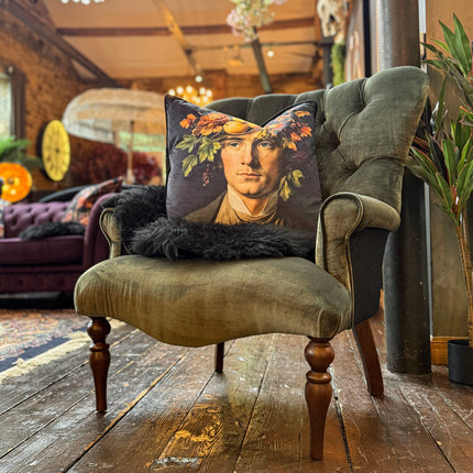 Belgravia Buttoned Wing Chair in Opulence Emerald and Prince Du Jardin Velvet