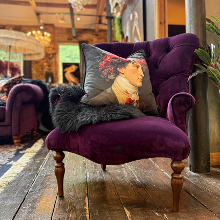 Belgravia Buttoned Wing Chair in Opulence Plum and Chevalier Grenat Velvet