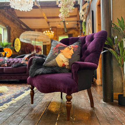 Belgravia Buttoned Wing Chair in Opulence Plum and Chevalier Grenat Velvet