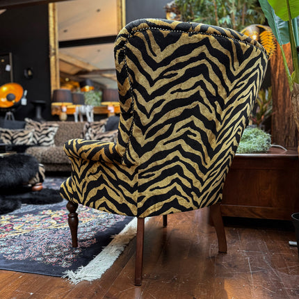 Belgravia Buttoned Wing Chair in Zebra Velvet