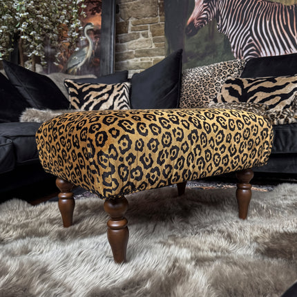 Belgravia Footstool in Leopard Velvet