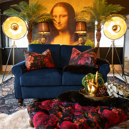 Benji 2 Seater Sofa in Plush Blue Navy Velvet