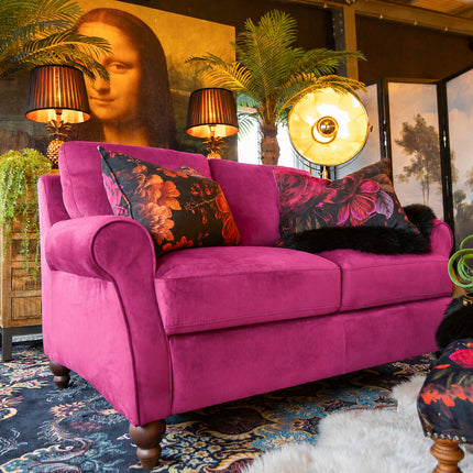 Benji 2 Seater Sofa in Plush Cerise Velvet