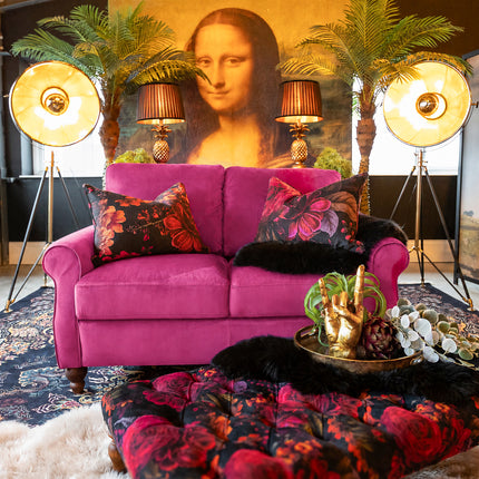 Benji 2 Seater Sofa in Plush Cerise Velvet