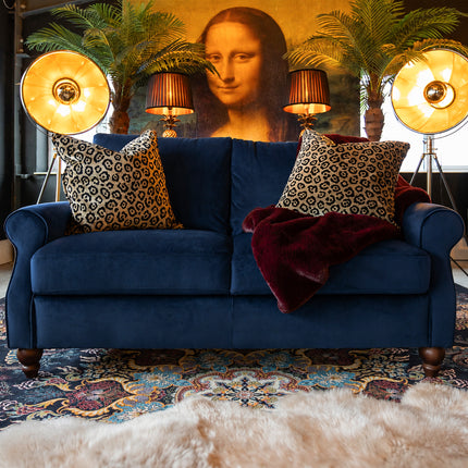 Benji 3 Seater Sofa in Plush Blue Navy Velvet