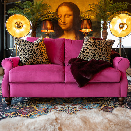 Benji 3 Seater Sofa in Plush Cerise Velvet