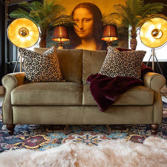 Benji 3 Seater Sofa in Plush Khaki Velvet- Clearance