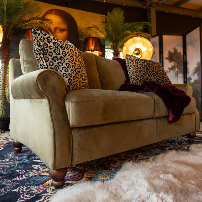 Benji 3 Seater Sofa in Plush Khaki Velvet- Clearance