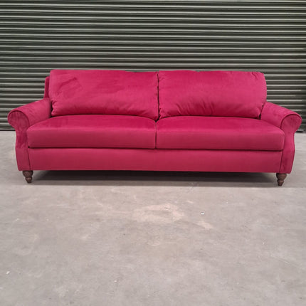 Benji 4 Seater Sofa in Cerise Plush Velvet - Factory Seconds