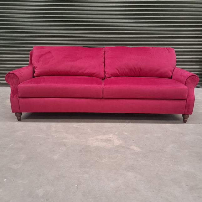 Benji 4 Seater Sofa in Cerise Plush Velvet - Factory Seconds