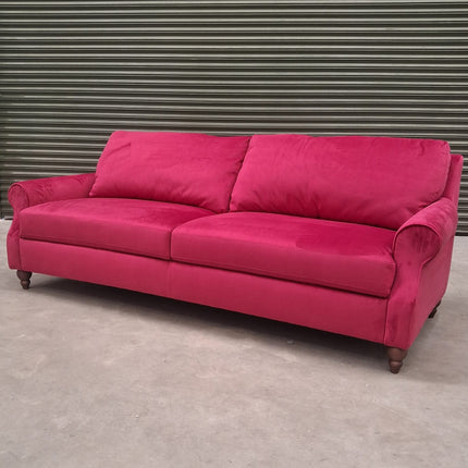 Benji 4 Seater Sofa in Cerise Plush Velvet - Factory Seconds