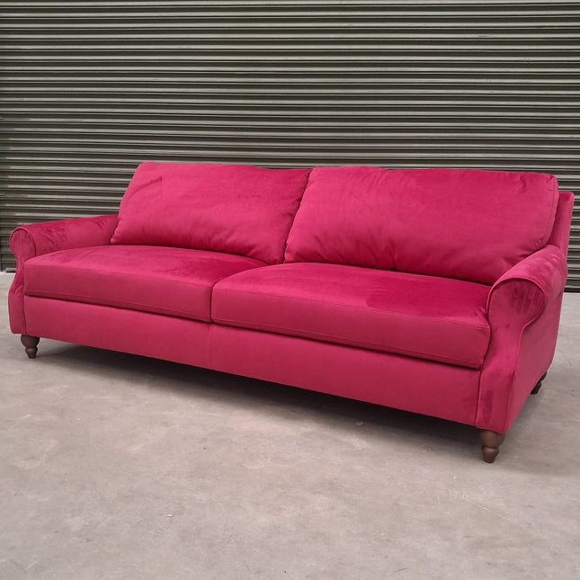 Benji 4 Seater Sofa in Cerise Plush Velvet - Factory Seconds