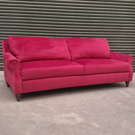 Benji 4 Seater Sofa in Cerise Plush Velvet - Factory Seconds