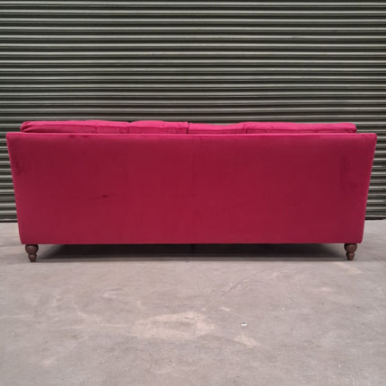 Benji 4 Seater Sofa in Cerise Plush Velvet - Factory Seconds