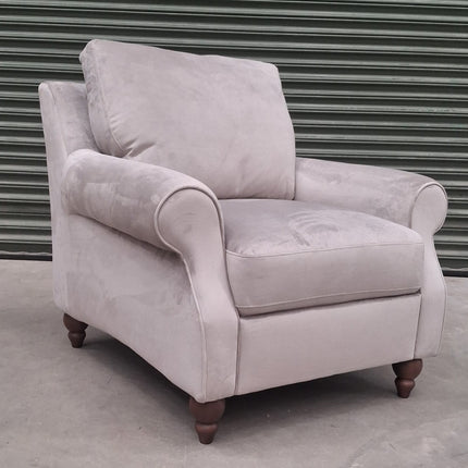 Benji Armchair in Pebble Plush Velvet - Ex Display