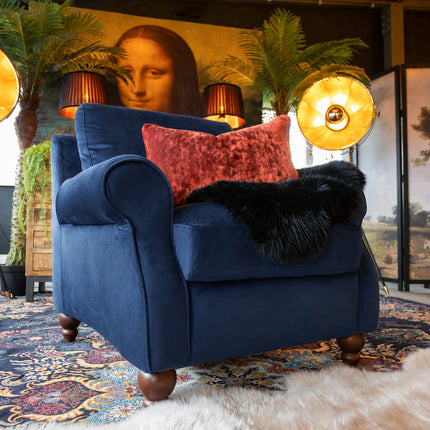 Benji Armchair in Plush Blue Navy Velvet