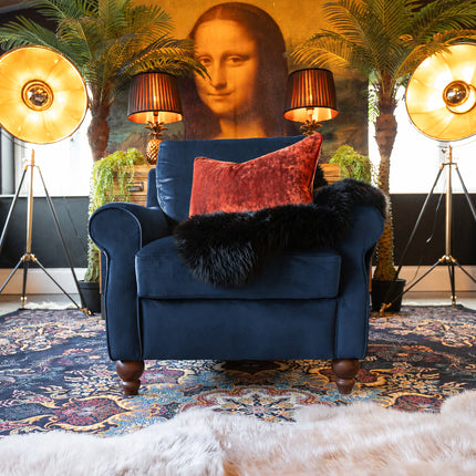 Benji Armchair in Plush Blue Navy Velvet