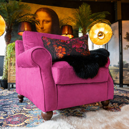 Benji Armchair in Plush Cerise Velvet
