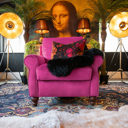 Benji Armchair in Plush Cerise Velvet