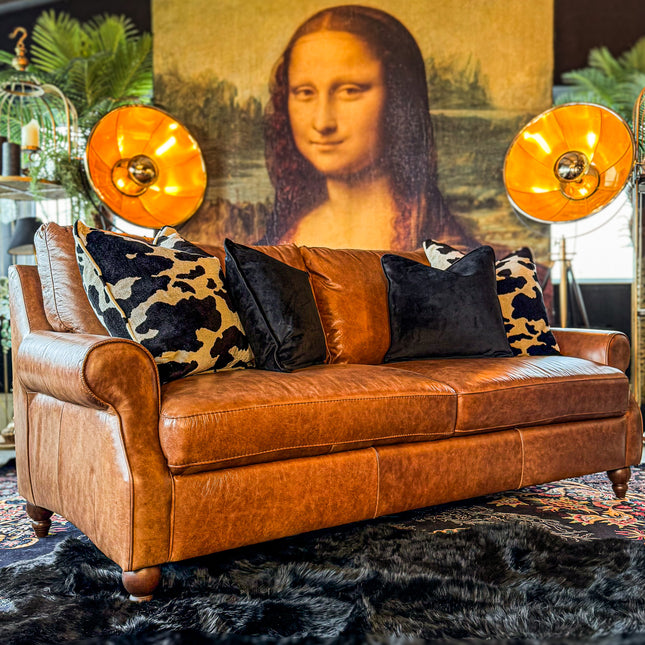 Benji 3.5 Seater in Brandy Leather- Clearance