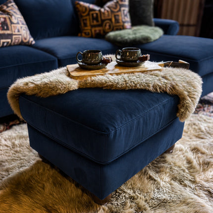Benji Footstool in Plush Navy Velvet