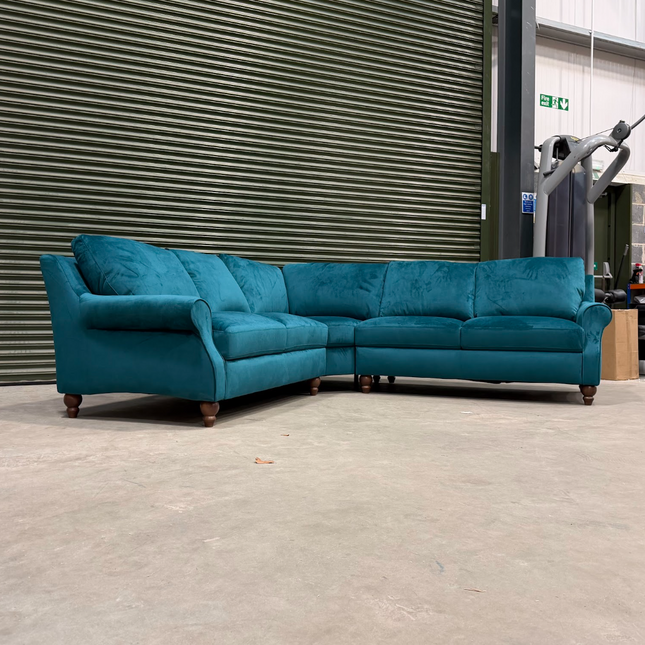 Benji in 2 Corner 2 in Plush Teal Velvet - Clearance