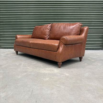 Benji 3.5 Seater Sofa in Brandy Leather - Ex Display