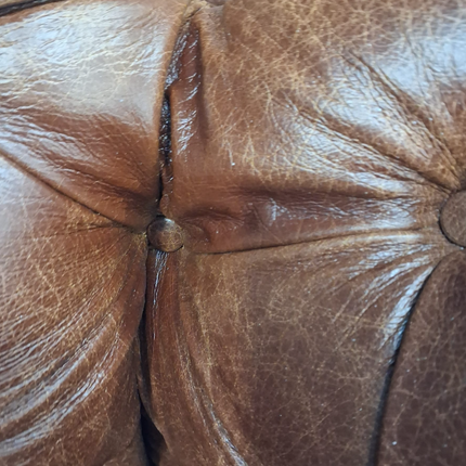 Bertie 2 Seater Chesterfield Sofa in Cuba Tan Leather- Ex Display