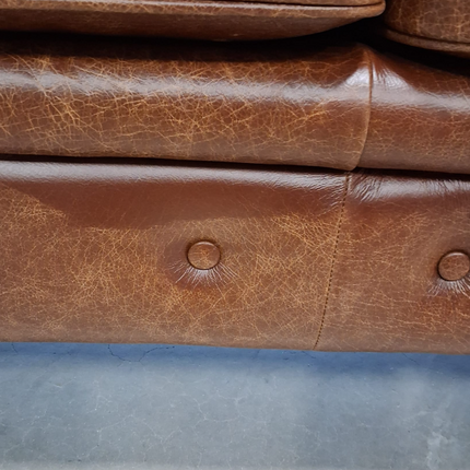 Bertie 2 Seater Chesterfield Sofa in Cuba Tan Leather- Ex Display