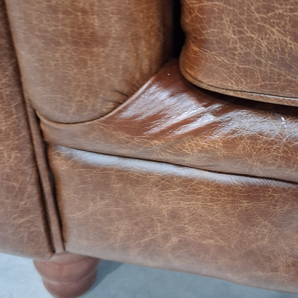 Bertie 2 Seater Chesterfield Sofa in Cuba Tan Leather- Ex Display