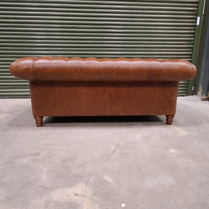 Bertie 2 Seater Chesterfield Sofa in Cuba Tan Leather- Ex Display