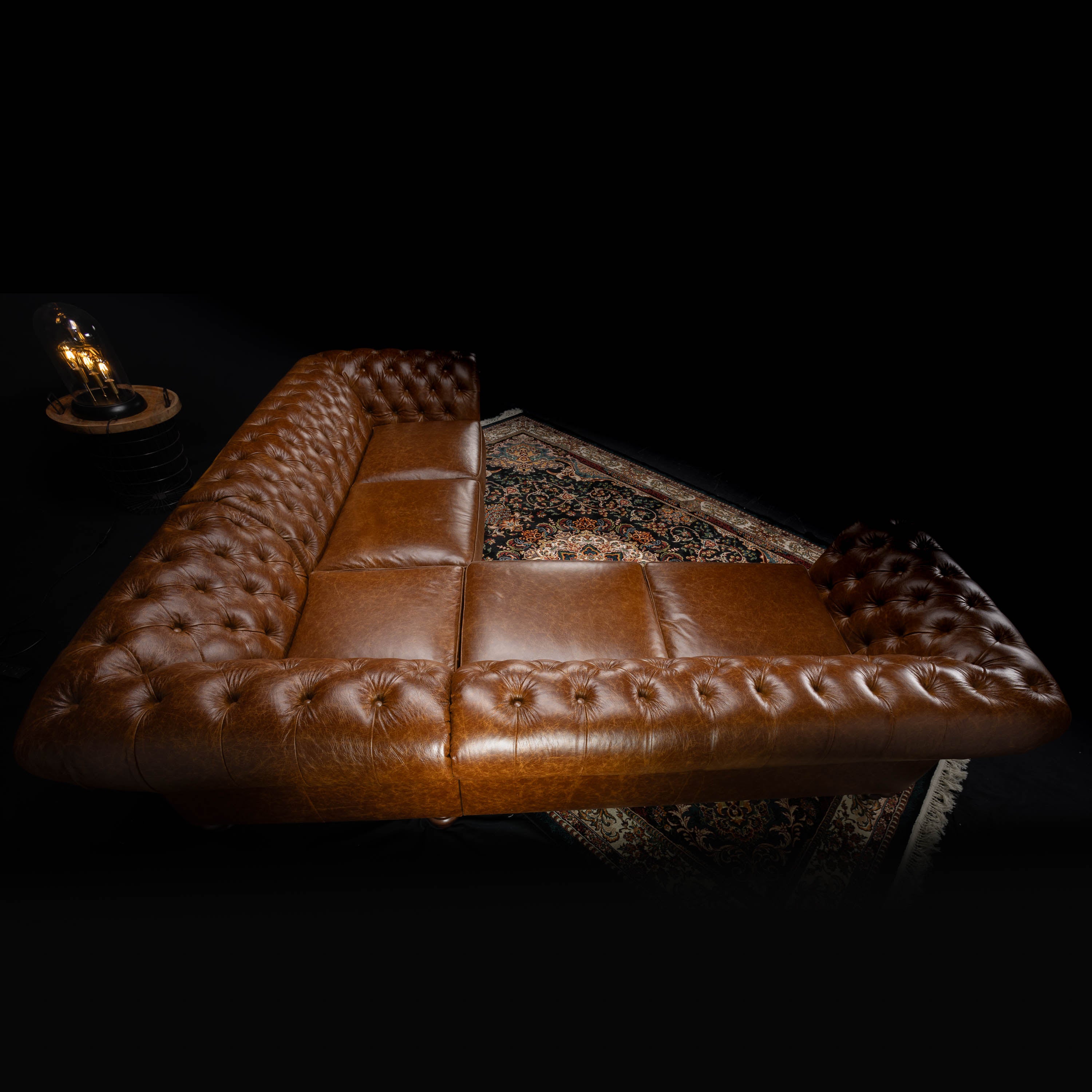 Cognac chesterfield store sofa