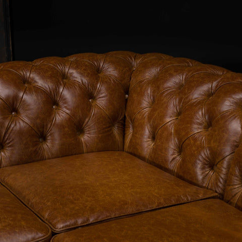Bertie Chesterfield 2 Corner 2 Sofa in Cuba Tan Leather