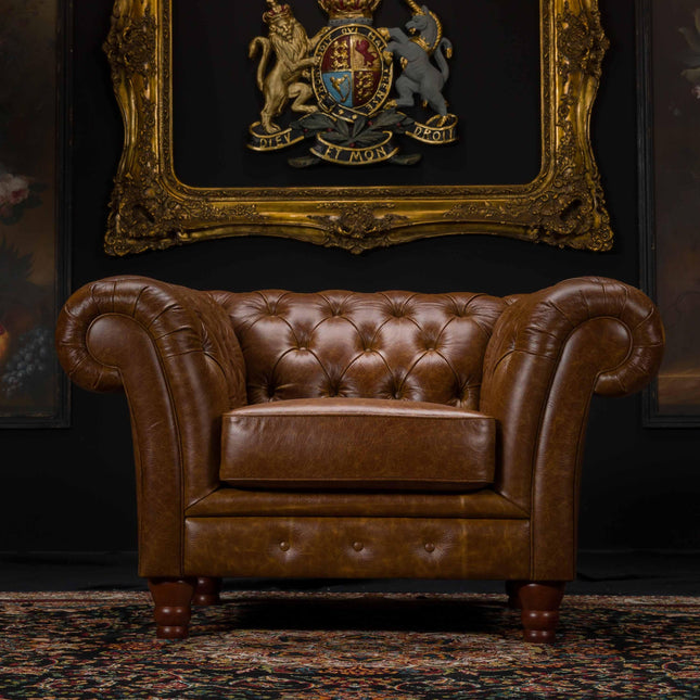 Bertie Chesterfield Club Chair in Cuba Leather